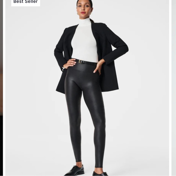 Spanx Faux Leather Leggings in Black - Picture 2 of 11